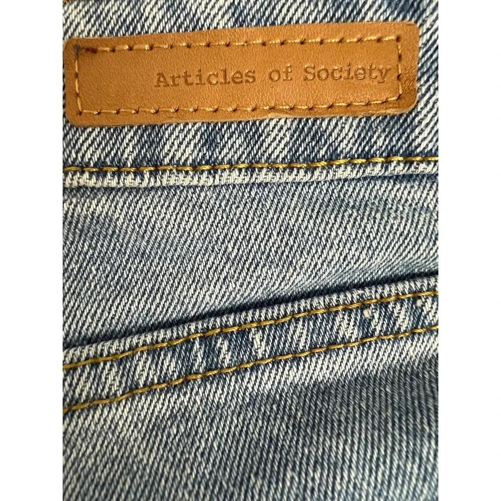 Articles of Society Denim Short Women 28 Blue High Rise Raw Hem Stretch Jean D03